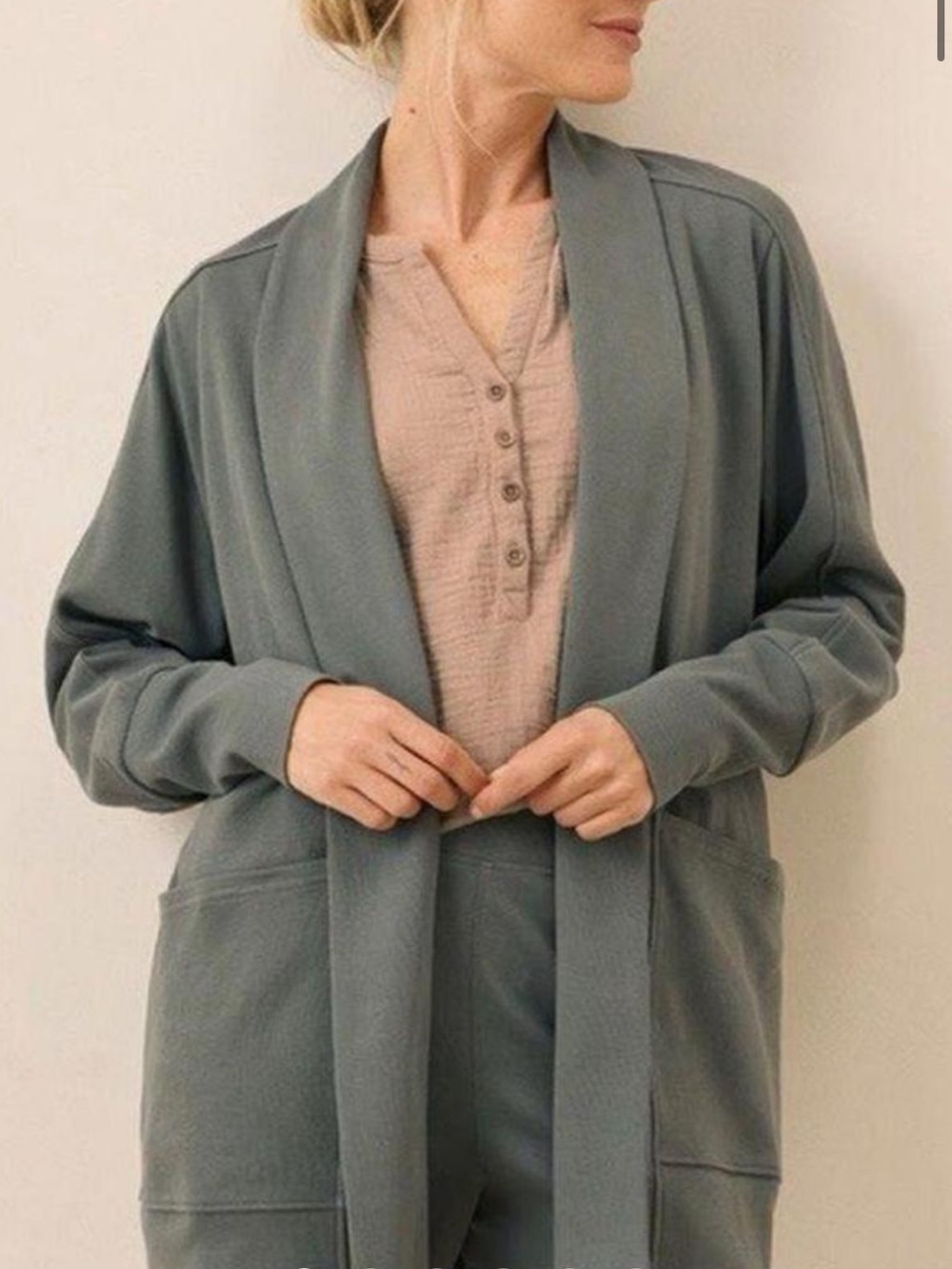 Pact Airplane 2-Pc Set Organic Cotton Cardigan & Jogger Pants M Olive Gray